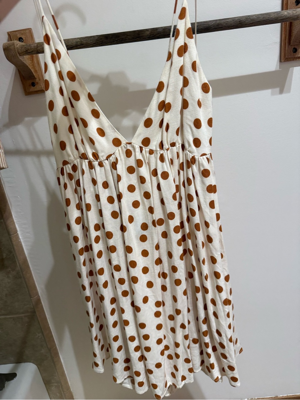 Zara Cream Mini Dress with Brown Polka Dots
